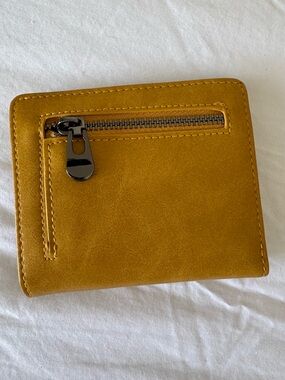 Mustard Yellow faux Leather Zip Pocket Women's Wallet